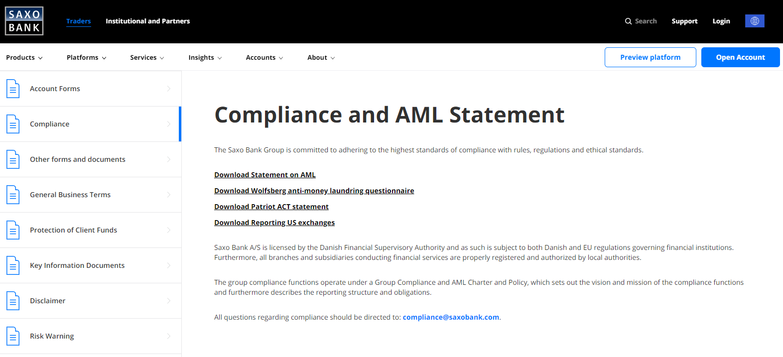 Saxo Bank Compliance Confirmation Saxo Bank Compliance Confirmation